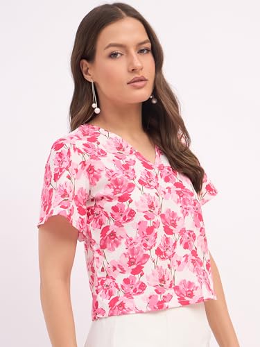 Image of SheWill Women's Embroidered Cotton Blend Ethnic & Western Top