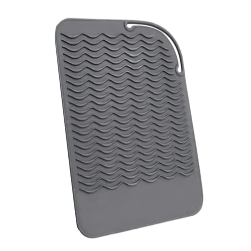 Alfombrilla de Hierro para Curling | Silicona Antideslizante para el Resistente al Calor | Almohadilla de Hierro Plana portátil para Negro o Gris, Herramientas para el Cabello Negro o Gris