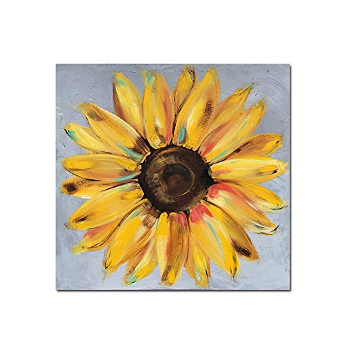 Tableau tournesol jaune abstrait pour sublimer la décoration de votre salon moderne 70x70 cm