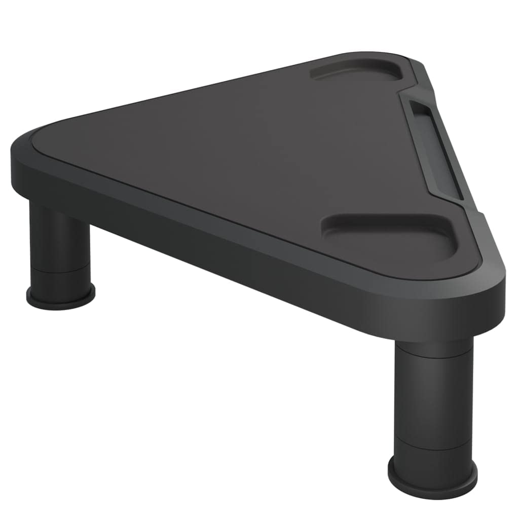 Soporte para monitor esquinero negro de HIPS resistente a los golpes, 49 x 28 x 10,5 cm, 3 alturas ajustables, soporte ergonómico para PC, ideal como accesorio para oficina y oficina en casa