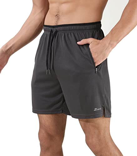 Suwangi Shorts Deportivos Hombre Pantalones Cortos Short Gimnasio Jogging Secado Rápido de Malla con Bolsillos de Cremallera Cover