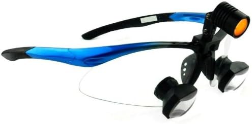 Custom Made Loupes and Headlight Combo - 2.5 x TTL Dental Surgical Medical Binocular Loupes - Super Light LED Headlight- Sporty Frame (Red, Blue, Black, Silver, Pink)