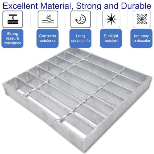 Image of Galvanized Steel Drain Grate, Driveway Channel Cover 9x9 in