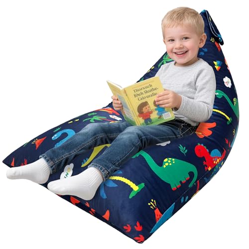 Lukeight Dinosaur Bean Bag Chair for Kids Teens Adults Memory Foam Bean Bag Sofa with Removable Cover Cozy Beanbag Chair for Living Room Lazy Sofa for Gaming and Reading Large