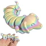 3D Printed Flexible Rainbow Dachshund Dog-Articulated Joints Fidget Toy,Tabletop & Car Decoration Accessory,Perfect for Seasonal Decor & Gifts for Birthdays (Rainbow Random Colors)
