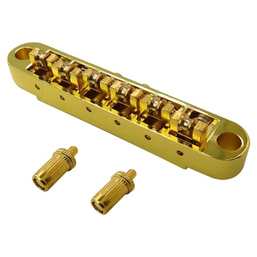 Upgraded Gold Roller Bridge Roller Saddle Tune-O-Matic Fit for Epiphone Les Paul SG ES Dot, 52mm string spacing E to e by Enormous Tunes