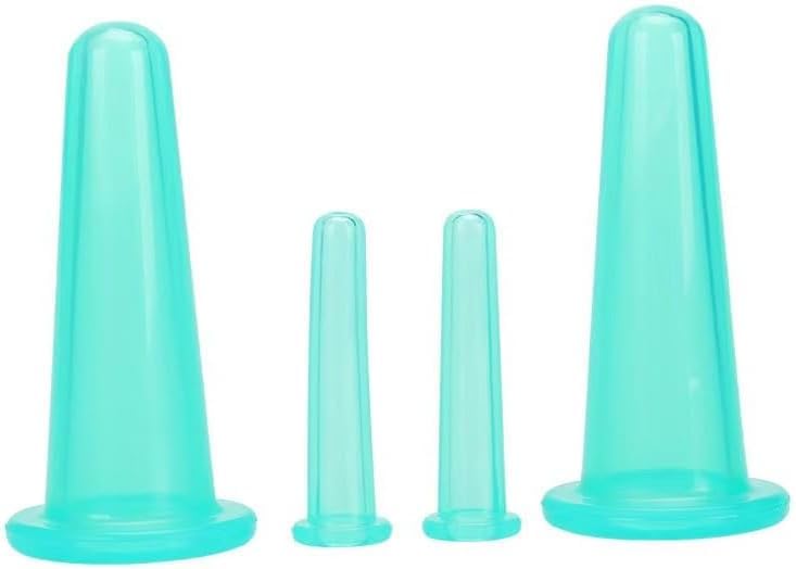 4Pcs Green Massage Cupping Set Silicone Mini Facial Cups Face Massager Helper Skin Care Neck Back Eyes Massaging