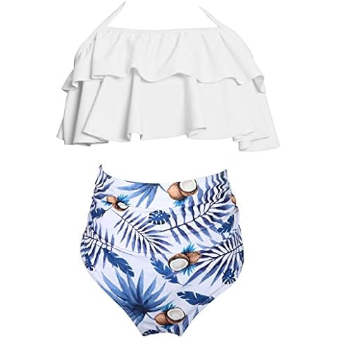 Echinodon Girls Two Piece Bikini Set High Waist Swimsuit Beach Sport Bathing Suit Blue1 152 Cover