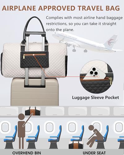 Image of Women Weekender Travel Duffle Bag: Travel Duffel Overnight Bags with Shoe Compartment Large Carry on Tote with Toiletry Bag Weekend Traveling Yoga Gym Hospital Bag for Women with Wet Pocket