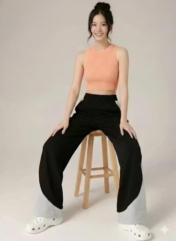Image of Imsa Moda Plain Women's Loose Fit Trouser- Polycotton Joggers with Elastic Waistband & Side Pockets | Lower Comfortable for Gym, Running & Casual Wear