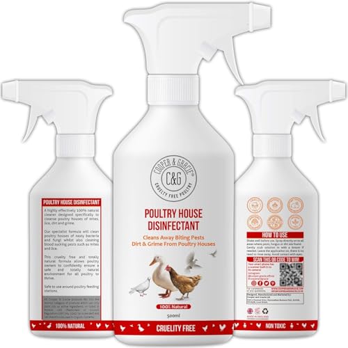 C&G Pets | Poultry House Disinfectant 500ML | Cleans Away Biting Pests & Grime Away From Poultry Houses | Pet Disinfectant Better Than Ground Sanitising Powder For Poultry And Chicken Mite Powder