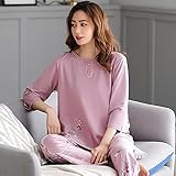 Frau Im Chinesischen Stil Pyjamas Set - Sommer Dreiviertel Ärmel Hose Zweiteiliger Anzug Pjs Nachtwäsche Plus Size Freizeit Dünner Rundhalsausschnitt Homewear Für Erwachsene Damen Mädchen Joggin