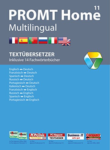 Preisvergleich Produktbild PROMT Home 11 Multilingual, DVD-ROM Preisgekröntes Übersetzungsprogramm mit intelligenter Textanalyse für die Sprachen Deutsch, Englisch, Französisch, Spanisch, Russisch, Italienisch und Portugiesisch. Übersetzt tägliche Korrespondenz, Bed