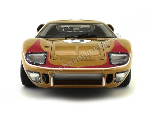 1966 Ford GT-40 MK II RHD escala 1:18 metal dorado miniatura 4