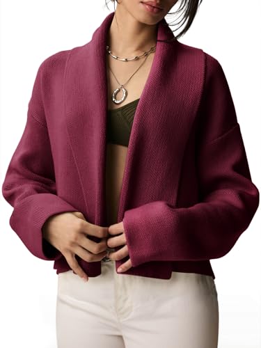 Image of Saodimallsu Womens Cropped Cardigan Open Front Shawl 2026 Fall Trendy Long Sleeve Sweater Jacket