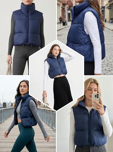 Chaleco acolchado ligero fuinloth mujer sin mangas y corto 4