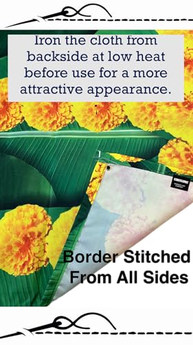 Image of Banana Leaf Design Backdrop Decoration Pooja Cloth (5 * 8 FT) (Banana20)