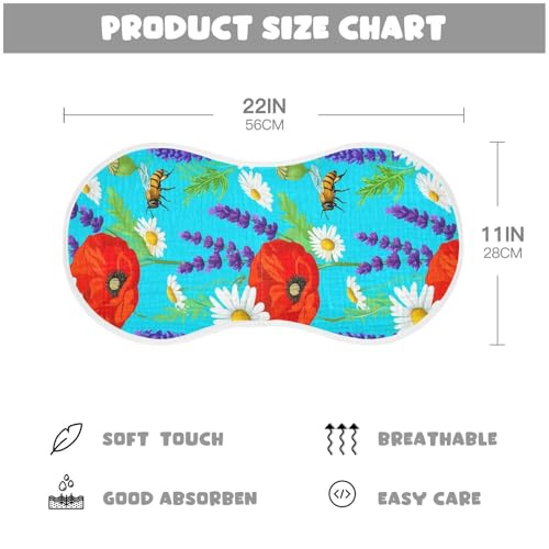 Honeybee Poppies Daisies Lavender Burp Cloths for Babies Burp Rag Cotton Spit Up Rag for Babies Newborn4