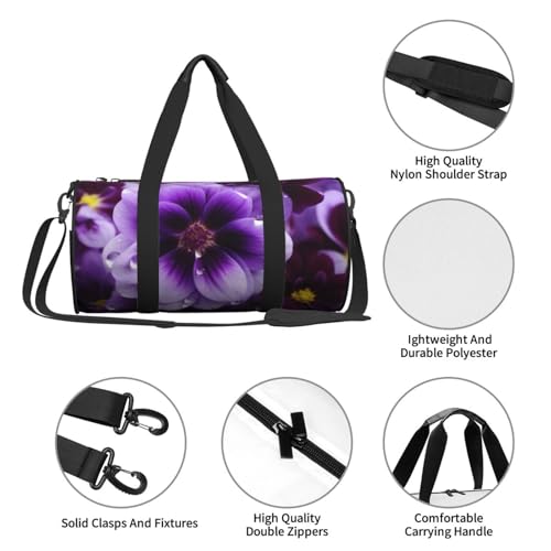 Travel Duffle Bag Weekender Bags for Men Women with Shoe Compartment Large Capacity Weekender Overnight Bag Purple Flower Carry On Tote Bags Sport Gym Bag for Travel Yoga, Black, One Size4