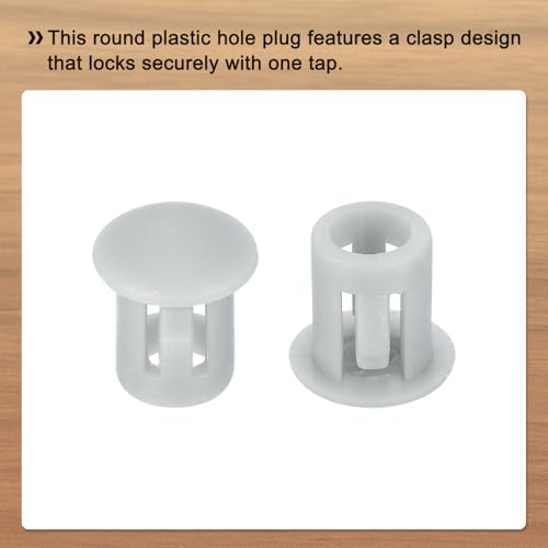 Image of MECCANIXITY 64PCS 5mm(3 /16 inch) Light Gray Plastic Hole Plugs, Flush Type Panel Hole Plugs Insert End Caps for Locking Hole Tubes Furniture Cabinet