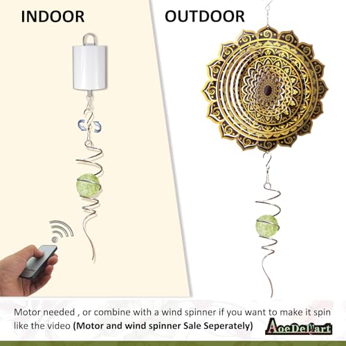 Image of Aoedelyart Glow in The Dark Wind Spinner Tail Gazing Ball Spiral Decorative Spiral Tail Wind Spinner Stabilizer Sun Catcher,Indoor Outdoor Hanging Art Garden Decoration Wind Sculpture Stabilizer-13in