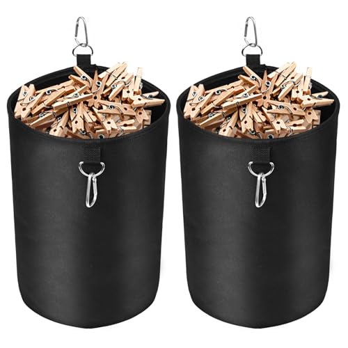 AiQInu 200 Pegs Outdoor Clothes Peg Holder Clothes Peg Bag for Indoor Outdoor Clothes Pegs (2 Pieces)