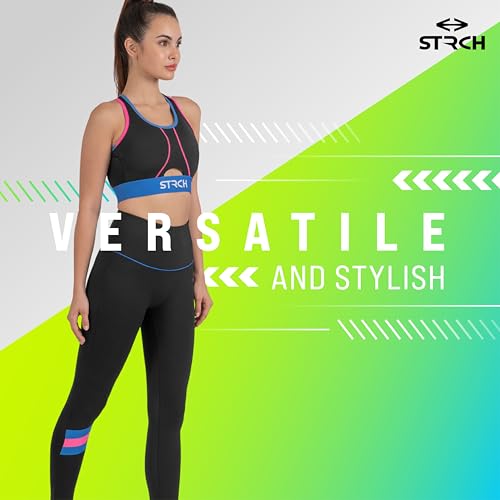 Image of STRCH Nylon High Waist No-Roll Leggings for Women- Secure fit, Leggings for Gym, Yoga, Running, Super Stretch, Sweat-Wicking, Lightweight, Breathable, Wrinkle Free, No-roll Waist Band.