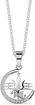 Miss Highness 925 Sterling Silver Trishul Moon Pendant with Chain | Religious Spiritual Jewelry for Men & Women | Cubic Zirconia Studded Shiv Trishul Necklace
