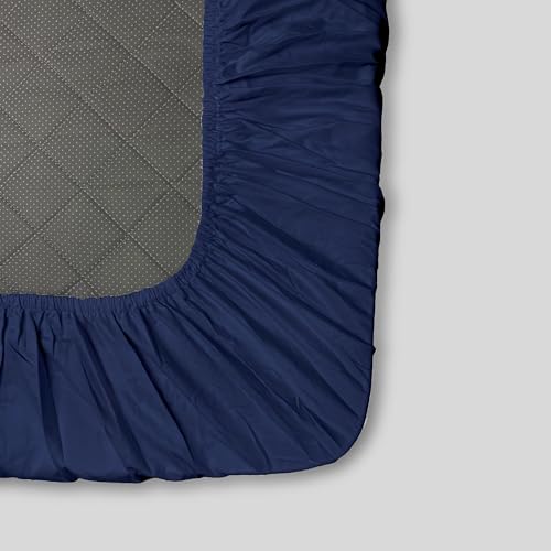 Image of Stoa Paris 350TC Luxstre Cotton Double Fitted Bedding Set with 2 Pillow Covers, All-Around Elastic Fitted Bedsheet 152cm x 198cm + 30cm Drop, All Season Comfort, Breathable, Panache - Navy