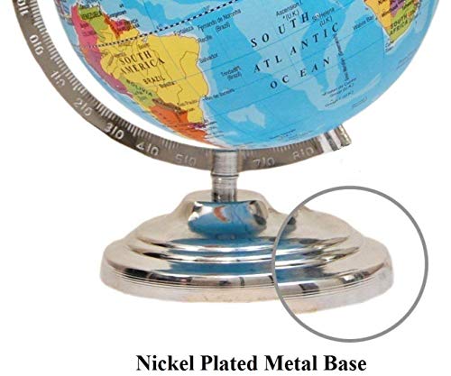 Image of Magicwand【12 Inch ht Chrome Base】Political Educational Laminated Rotating World Globe with Metal Base