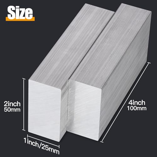 Image of 2 Pieces of 1 inchX2 inchSquare Aluminum BAR 4 inch Long +0 /-.05 inch 6061 General Purpose Plate,Solid New Mill Stock (2)