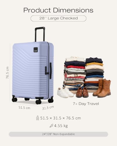 Image of Coolife Luggage, Lightweight PC Hardside Suitcase, Checked-Large 28-Inch