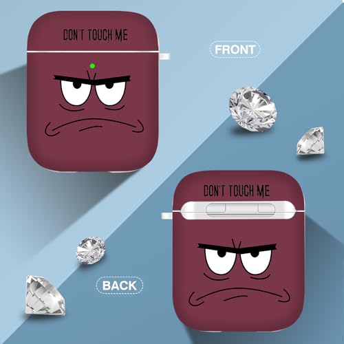 Image of for Airpods Case,Don't Touch Me Cool Cover with Lanyard Big Eyes Cute Cartoon for Airpods 2nd Generation Case,Soft Shockproof Cover for Women Men-Claret