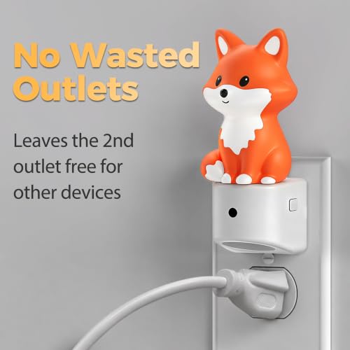 Image of DORESshop LED Night Light for Kids, Brown Fox Night Lights Plug into Wall, 8 Colors+ Soft White 3000K Nightlight, Dusk to Dawn Sensor, Nightlights for Kids Room, Bedroom, Birthday Gift, 2 Packs