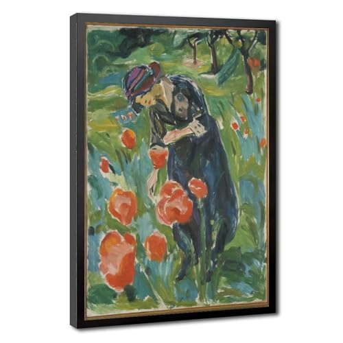 Toile femme avec coquelicots Edvard Munch pour sublimer la déco du salon ou bureau