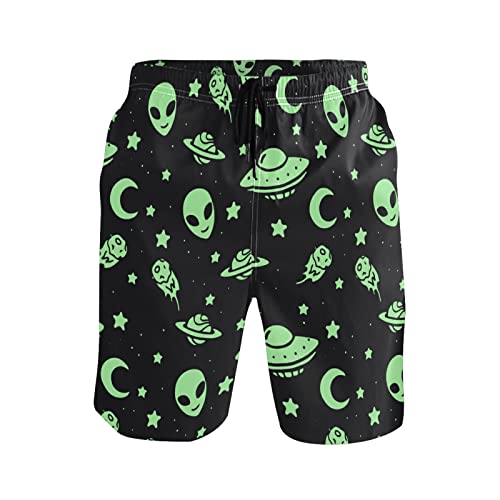 Men's Weeds Leaf Rasta Colors Swim Trunks, Quick Dry Beach Board Shorts with Mesh Lining and Pockets