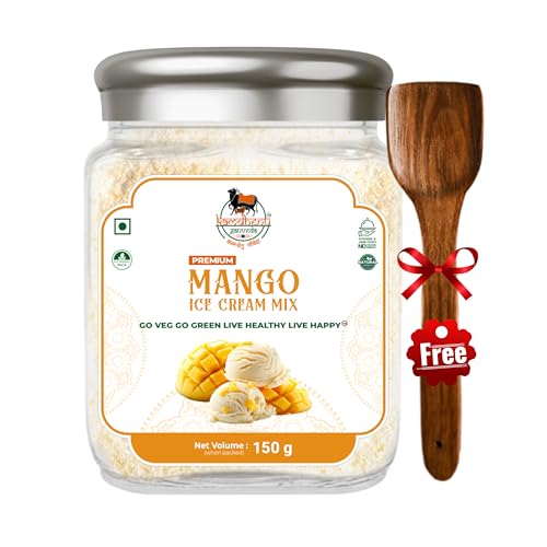Image of Kamdhenu Gauveda Mango Ice Cream Mix Powder 150g - Instant Homemade Mango Ice Cream Premix | No Machine Needed | Eggless & 100% Vegetarian | Makes 500ml+ Mango Kulfi, Milkshake & Frozen Dessert