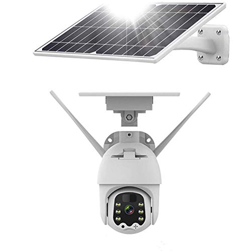 Außensonnenenergie-Überwachungskamera 1080P Hauptüberwachung Drahtlose PTZ CAM mit Nachtsicht-PIR Motion Detection SD-Slot und Solar-Panel,