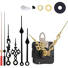 HILLHOME Non-Ticking Hands Quartz DIY Wall Clock Movement Mechanism Battery Operated DIY Repair Parts Replacement with 3 Different Pairs of Hands 1/2 inch Clock Movement