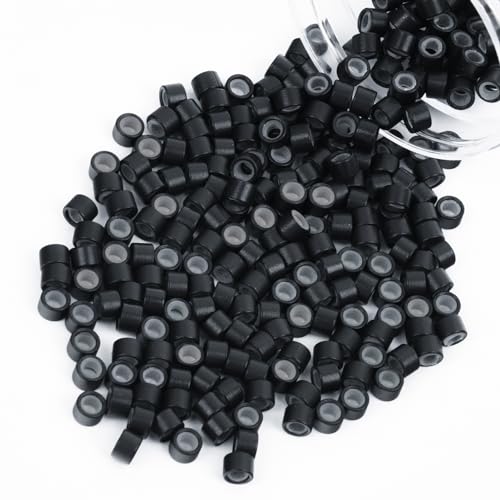 Vlasy 4mm Silicone Lined Hair Extension Beads, 200Pcs Black
