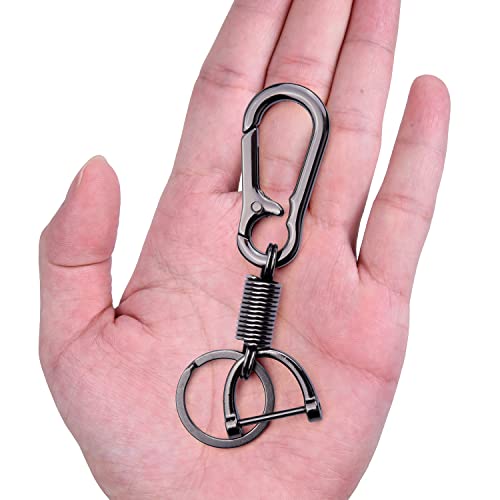 Wisdompro 2 Pack Keychain, Heavy Duty Zinc Alloy Key Fob Keychain Car Key Chain Holder With Anti-Lost D-Ring, Key Ring And Screwdriver For Men And Women - Black And Silver #TOP1