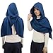 Women Men Fashion Shawl Scarf Cape | Multifunctional Hooded Cowl | Medieval Linen Cotton Cowl Hood |Vintage Goth Costume Accessory (Blue)