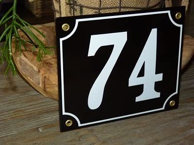 Numéro de maison émail 18x15 cm noir n ° 74 pour façade