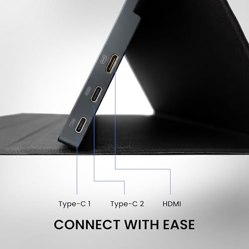 Image of FRONTECH 17.3 inch Portable LED Monitor | Full HD 1920x1080 IPS Display | 60Hz Refresh Rate | Mini HDMI & Dual Type-C Ports | Built-in Speaker | Kickstand Cover | External Laptop Monitor (MON-0084)