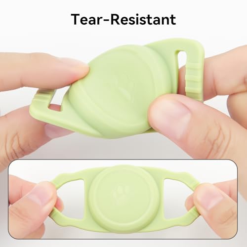 Image of GOCII for Airtag Dog Collar Holder 2 Pack,Waterproof Dog Collar Holder for Apple AirTag(Gen 1 & 2),Silicone Air Tags Case for Dog Collars(Glow Green)