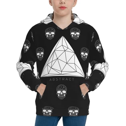 Polygonal Modern Crystal Skull Kid Hoodies Boys Sweatshirts Girls Pullover with Pocket
