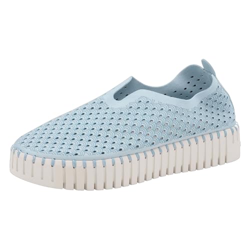 Image of Ilse Jacobsen HORNBAEK Women's Tulip 3373 Platform | Slip-On | Low-Top (Ash Blue, 9)