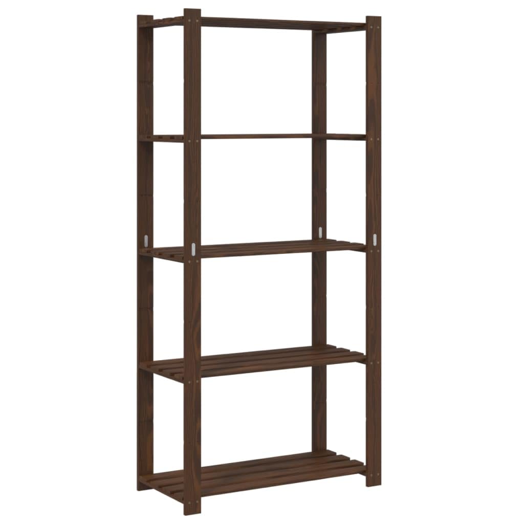 vidaXL 5-Tier Storage Rack Brown 80x38x170 cm Solid Wood Pine