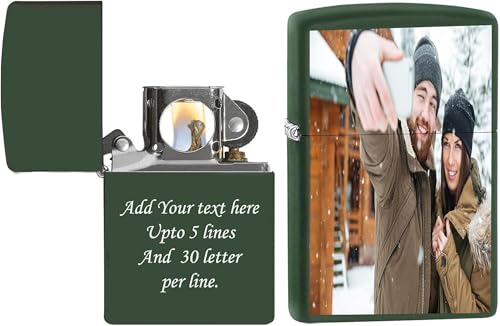 Encendedor Zippo personalizado con foto verde miniatura 1