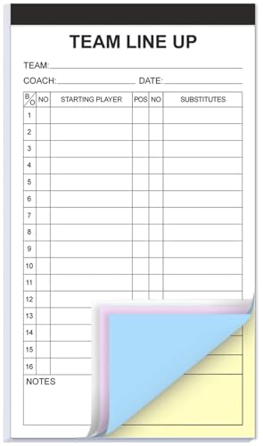 Baseball/Softball Lineup Cards, 4 Part Carbonless, 16